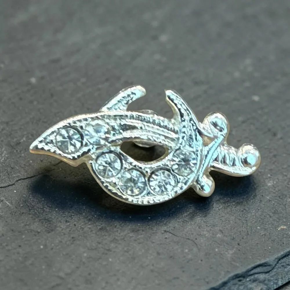 Vintage Sterling Freemason Masonic Shriner Logo Scimitar Crescent Lapel Pin